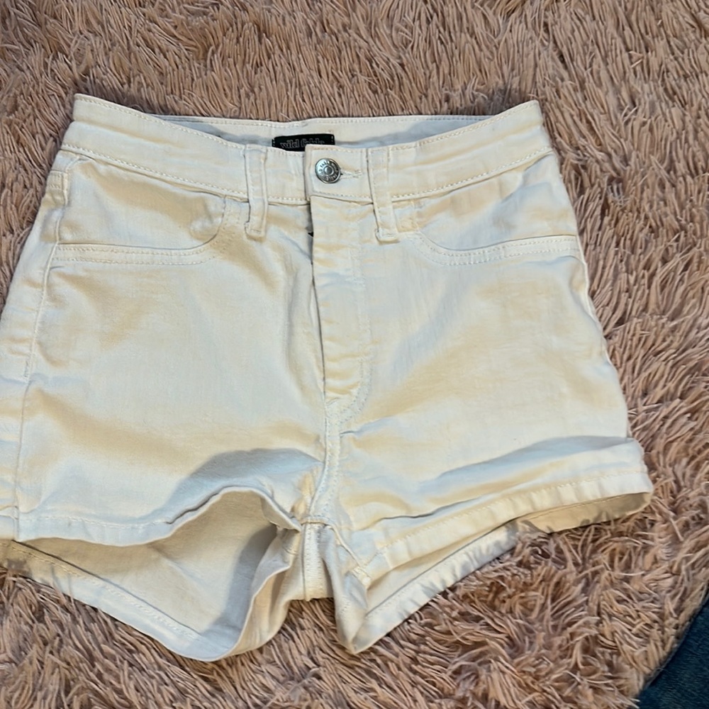 White Denim High Rise Shorts